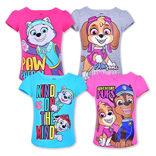 パウパトロール アメリカ直輸入 子供服 キッズ ファッション Paw Patrol Nickelodeon Skye and Everest Girls’ Short Sleeve Shirt 4 Pack for Toddler and Little Kids Blue/Purple/Pink/Redパウパトロール アメリカ直輸入 子供服 キッズ ファッション