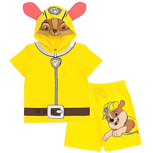 Tシャツ キャラクター ファッション トップス 海外モデル Paw Patrol Rubble Toddler Boy Girl Cosplay T-Shirt and Bike Shorts French Terry Outfit Set Yellow 3TTシャツ キャラクター ファッション トップス 海外モデル