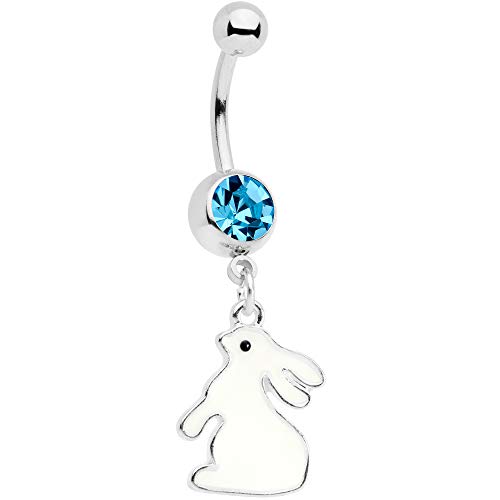 ܥǥǥ ԥ ꥫ ̤ȯ ֥ Body Candy Womens 14G Steel Navel Ring Piercing Blue Accent Bunny Glow in the Dark Dangle Belly Button Ringܥǥǥ ԥ ꥫ ̤ȯ ֥