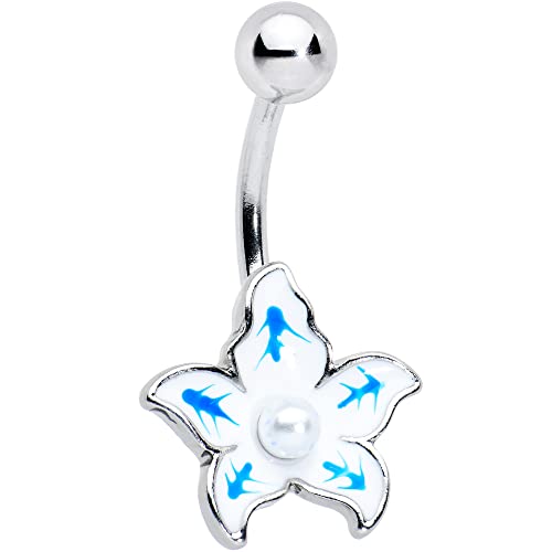 ܥǥǥ ԥ ꥫ ̤ȯ ֥ Body Candy Womens 14G 316L Stainless Steel Navel Ring Piercing White Orb White Blue Flower Belly Button Ringܥǥǥ ԥ ꥫ ̤ȯ ֥