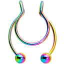 ボディキャンディー ピアス アメリカ 日本未発売 ブランド Body Candy Rainbow PVD Horseshoe Barbell Fake Clip On Nose Non Pierced Septum Illusion Jewelry Nipple Earボディキャンディー ピアス アメリカ 日本未発売 ブランド