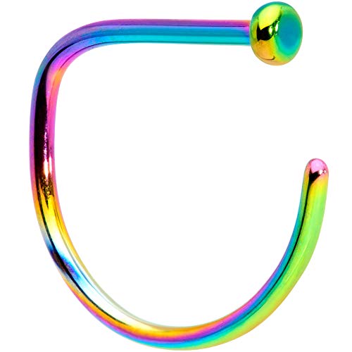 ボディキャンディー ピアス アメリカ 日本未発売 ブランド Body Candy Womens 20G Grade 23 Rainbow PVD Titanium D Shaped Nose Ring Nose Stud Body Piercing Jewelry 3/8 ボディキャンディー ピアス アメリカ 日本未発売 ブランド