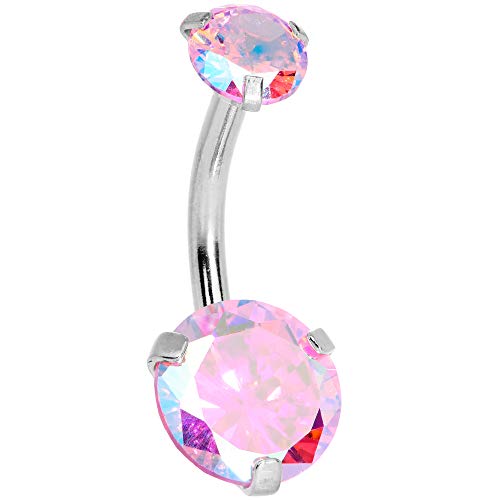 ボディキャンディー ピアス アメリカ 日本未発売 ブランド Body Candy Womens 14G 316L Steel Navel Ring Piercing Pink Accent Duo Internally Threaded Belly Button Ringボディキャンディー ピアス アメリカ 日本未発売 ブランド