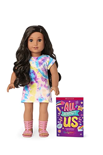 アメリカンガールドール 赤ちゃん おままごと ベビー人形 American Girl Truly Me 18-inch Doll 108 with Brown Eyes, Black-Brown Hair, Tan Skin, Tie Dye T-Shirt Dress, For Ages 6 アメリカンガールドール 赤ちゃん おままごと ベビー人形