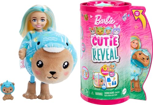 Сӡ Сӡͷ Barbie Cutie Reveal Chelsea Doll & Accessories, Animal Plush Costume & 6 Surprises Including Color Change, Teddy Bear as DolphinСӡ Сӡͷ