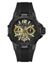 rv QX GUESS Y GUESS Men's 46mm Watch - Black Strap Black Dial Black Caserv QX GUESS Y