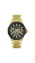 rv QX GUESS Y GUESS Men's 45mm Watch - Gold Tone Bracelet Black Dial Two-Tone Caserv QX GUESS Y