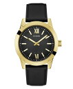 rv QX GUESS Y GUESS Men's 44mm Watch - Black Strap Black Dial Gold Tone Caserv QX GUESS Y