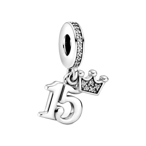 ѥɥ ֥쥹å 㡼 ꡼ ֥ Pandora 15th Birthday Dangle Charm - Compatible Moments Bracelets - Jewelry for Women - Gift for Women - Made with Sterling Silver & Cubic Zircoѥɥ ֥쥹å 㡼 ꡼ ֥