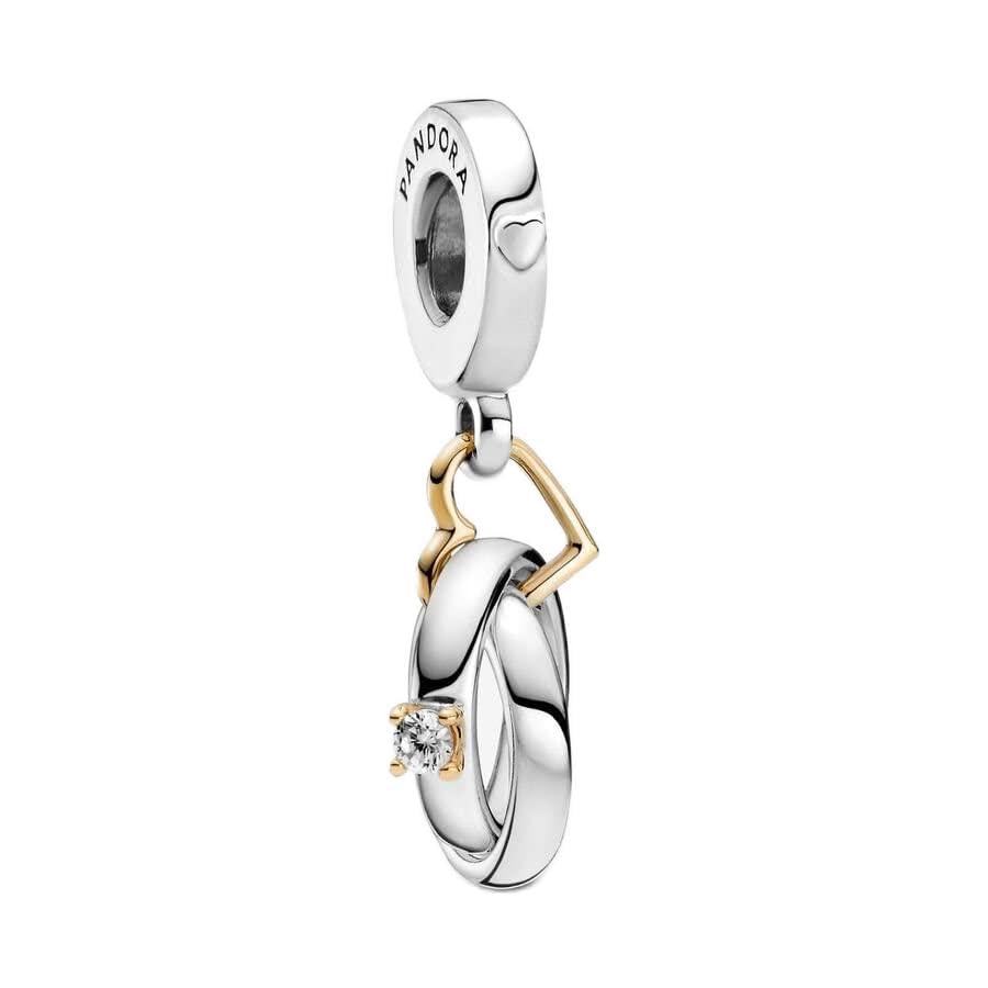 パンドラ ブレスレット チャーム アクセサリー ブランド Pandora Two-Tone Wedding Rings Dangle Charm - Compatible Moments Bracelets - Jewelry for Women - Gift for Women in Your Life - Made with Sterlinパンドラ ブレスレット チャーム アクセサリー ブランド