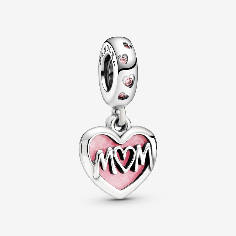 ѥɥ ֥쥹å 㡼 ꡼ ֥ Pandora Mom Script Heart Dangle Charm - Compatible Moments Bracelets - Jewelry for Women - Gift for Women - Made with Sterling Silver, Cubic Zirѥɥ ֥쥹å 㡼 ꡼ ֥