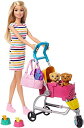 バービー バービー人形 Mildhug Dogwalking Doll Accessories, Stroll Play Pups Playset with Transforming Stroller, 2 Pets Handbag, Blonde Dollバービー バービー人形