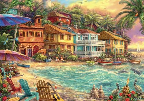 ѥ  ꥫ Buffalo Games - Chuck Pinson - Island Time - 300 Large Piece Jigsaw Puzzle for Adults Challenging Puzzle Perfect for Game Nights - 300 Large Piece Finished Puzzle Size is 21.25 x 15.00ѥ  ꥫ