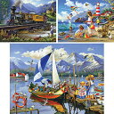 ジグソーパズル 海外製 アメリカ Bits and Pieces - Value Set of (3) 300 Piece Jigsaw Puzzles for Adults - Each Puzzle Measures 18 x 24 - 300 pc Old Steam Train, Flying High, Bon Voyage Jigsaws by Artist Oleg Gavrilovジグソーパズル 海外製 アメリカ