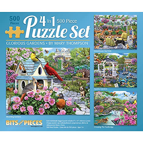 ѥ  ꥫ Bits and Pieces ? 4-in-1 Multi-Pack - 500 Piece Jigsaw Puzzles for Adults ? 500 pc Puzzle Set Bundle by Artist Mary Thompson - 16