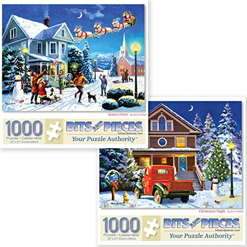 WO\[pY CO AJ Bits and Pieces - Value Set of Two (2) 1000 Piece Jigsaw Puzzles for Adults - Puzzles Measure 20