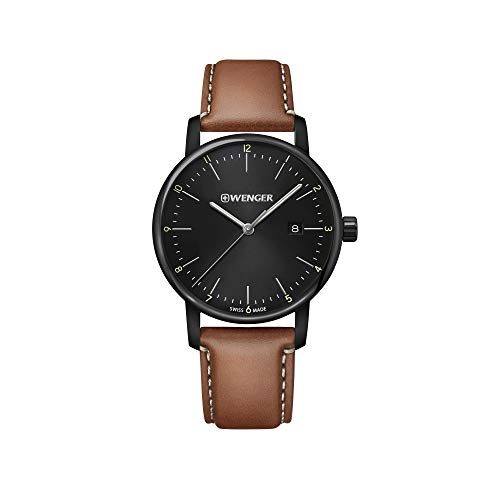 ウェンガー 腕時計（メンズ） 腕時計 ウェンガー スイス メンズ 腕時計 Wenger Urban Classic Watch Black Dial, Brown Leather Strap腕時計 ウェンガー スイス メンズ 腕時計