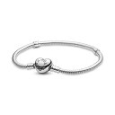 パンドラ ブレスレット チャーム アクセサリー ブランド Pandora Moments Heart Clasp Snake Chain Bracelet - Compatible Moments Charms - Sterling Silver Charm Bracelet for Women - Gift for Her - 6.3