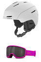 Xm[{[h EB^[X|[c COf [bpf AJf Giro Avera MIPS Combo Pack Ski Helmet - Snowboarding Helmet with Matching Goggles Matte White/Pink CXm[{[h EB^[X|[c COf [bpf AJf