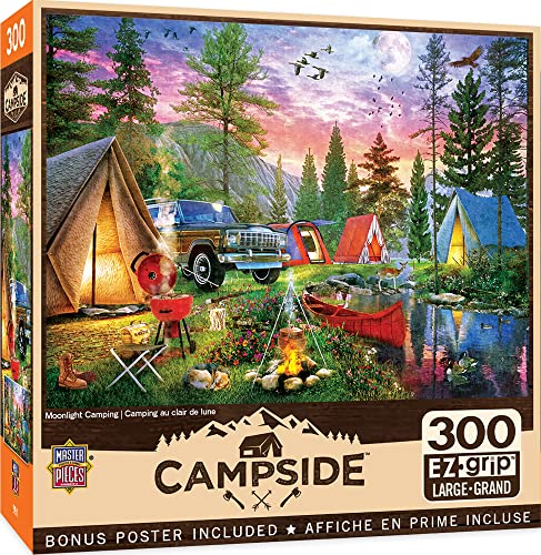 ジグソーパズル 海外製 アメリカ Masterpieces 300 Piece EZ Grip Jigsaw Puzzle - Moonlight Camping - 18"x24"ジグソーパズル 海外製 アメリカ