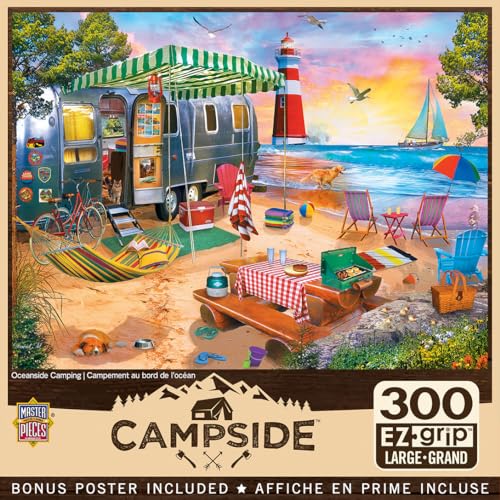 ジグソーパズル 海外製 アメリカ Masterpieces 300 Piece EZ Grip Jigsaw Puzzle for Adults, Family, Or Kids - Oceanside Camping - 18" x 24"ジグソーパズル 海外製 アメリカ