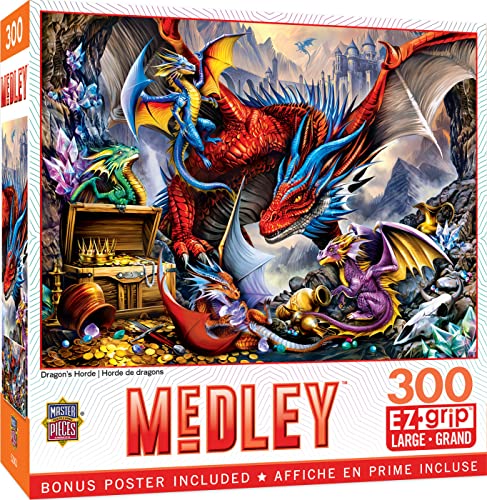 ジグソーパズル 海外製 アメリカ MasterPieces 300 Piece EZ Grip Jigsaw Puzzle - Dragon's Horde - 18"x24"ジグソーパズル 海外製 アメリカ