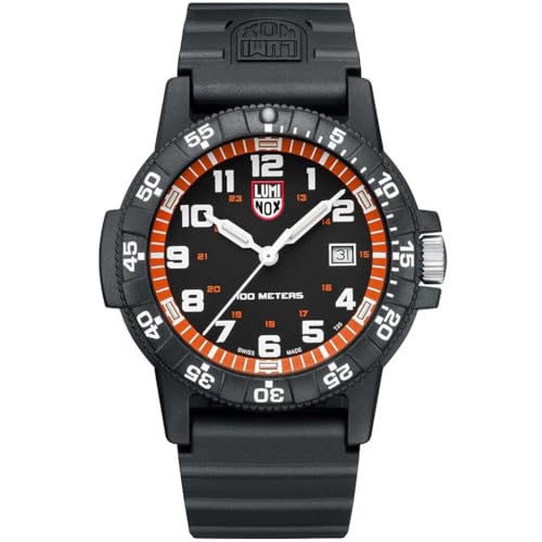 腕時計 ルミノックス アメリカ海軍SEAL部隊 ミリタリーウォッチ メンズ Luminox Leatherback SEA Turtle Giant Outdoor Watch, 44 mm | Black|White|Orange | 10ATM腕時計 ルミノックス アメリカ海軍SEAL部隊 ミリタリーウォッチ メンズ