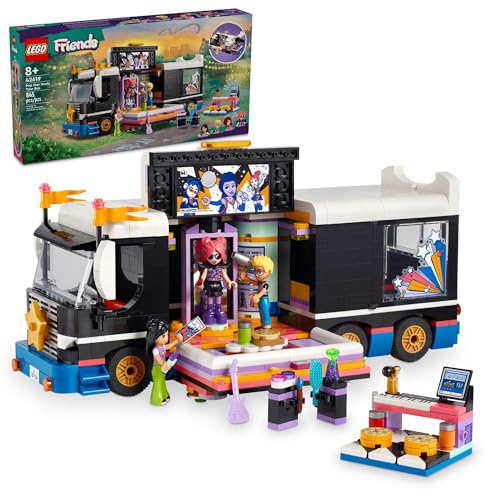 レゴ LEGO Friends Pop Star Music Tour Bus Play Together Toy, Social-Emotional Musical Toy with 4 Mini-Doll Characters, Toy Truck Building Kit, Music Gift for 8 Year Old Kids, Girls and Boys, 42619レゴ