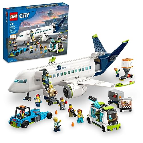 レゴ LEGO City Passenger Airplane 60367 Building Toy Set Fun Airplane STEM Toy for Kids with a Large Airplane, Passenger Bus, Luggage Truck, Container Loader, and 9 Minifiguresレゴ