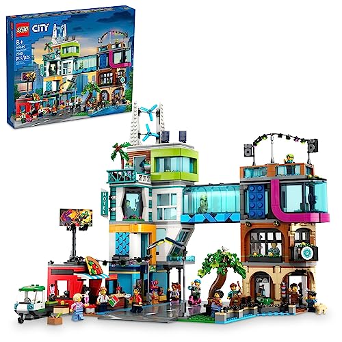 レゴ LEGO City Downtown 60380 Building Toy Set, Multi-Feature Playset with Connecting Room Modules, Includes 14 Inspiring Minifigure Characters and a Dog Figure, Sensory Toy for Kids Ages 8 レゴ