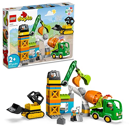 レゴ LEGO DUPLO Construction Site 10990 Educational Large Brick Building Set, Pretend Play Learning Toy with Bulldozer, Cement Mixer and Crane Toys, Sensory Toys for Toddlers, Boys and Girls Ages 2 and Upレゴ