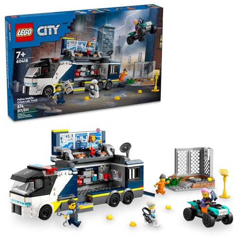 レゴ LEGO City Police Mobile Crime Lab Truck Toy, Pretend Play Police Toy, Includes Quad Bike, 2 Officers, 1 Scientist and 2 Crook Minifigures, Police Truck Toy for Kids Ages 7 Plus, 60418レゴ