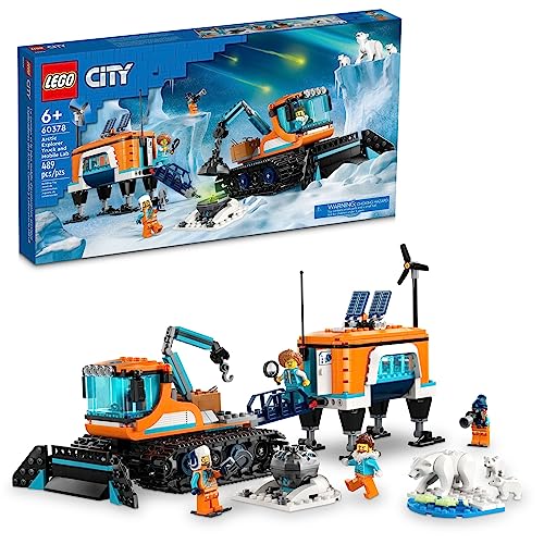 レゴ LEGO City Exploration Arctic Explorer Truck and Mobile Lab 60378 Building Set for Ages 6+ with a Tracked Vehicle, Laboratory on Skis, Meteorite, Snow Landscape, 4 Minifigures and 3 Polar Bear Figuresレゴ