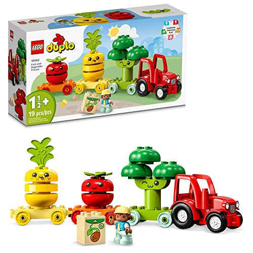 レゴ LEGO DUPLO My First Fruit and Vegetable Tractor Toy 10982, Stacking and Color Sorting Toys for Babies and Toddlers Ages 1 .5-3 Years Old, Educational Early Learning Setレゴ