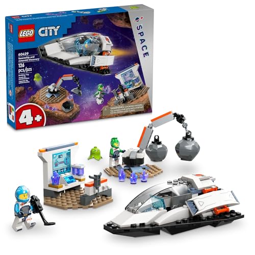 レゴ LEGO City Spaceship and Asteroid Discovery Toy Building Set, Gift for Kids Ages 4 Years Old and Up who Love Pretend Play, Includes 2 Space Crew Minifigures, Alien, Crystals, and Crane Toy, 60429レゴ