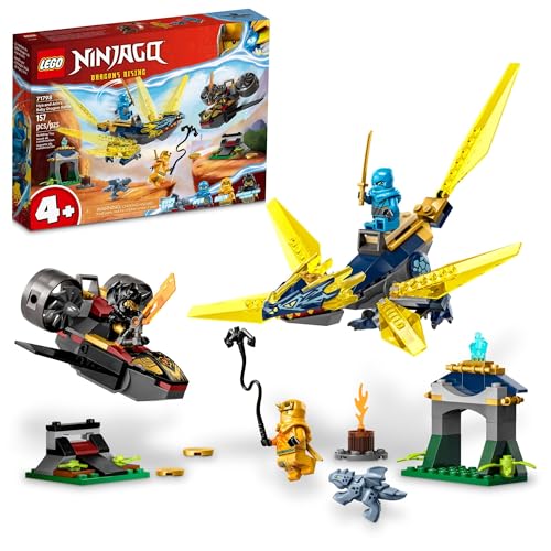 쥴 LEGO NINJAGO NYA and Arins Baby Dragon Battle 71798 Ninja Building Toy, Features a Jet, 2 Dragons, 3 Minifigures and Baby Riyu, Gift Idea for Toddlers Ages 4+쥴