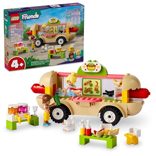 レゴ LEGO Friends Hot Dog Food Truck Toy with Mini Doll Characters and Cat Figure, Pretend Play Food, Toy Van, Creative Gift for Kids, Girls, and Boys, Ages 4 Years Old and Up, 42633レゴ