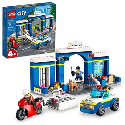 レゴ LEGO City Police Station Chase 60370, Playset with Car Toy and Motorbike, Breakout Jail, 4 Minifigures and Dog Figure, Toys for Kids 4 Plus Years Oldレゴ