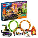 レゴ LEGO City Stuntz Double Loop Stunt Arena 60339, Monster Truck Playset with 2 Toy Motorcycles, Ramp, Wall of Flames, Ring of Fire, Snapping Snake Loop and 7 Minifigures, for Kids Ages 7 Plusレゴ