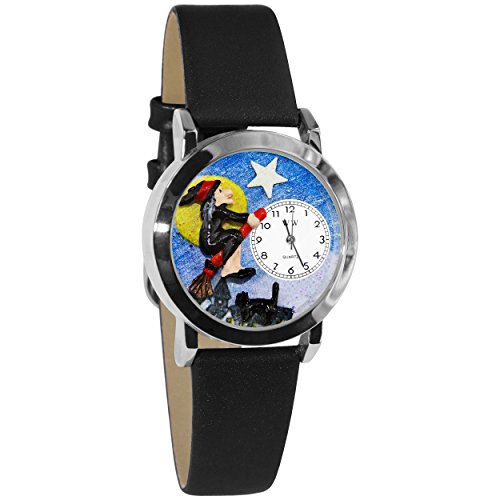 腕時計 気まぐれなかわいい プレゼント クリスマス ユニセックス WHIMS-S1220009 Whimsical Gifts Halloween Flying Witch 3D Watch | Silver Finish Small | Unique Fun Novelty | Handm腕時計 気まぐれなかわいい プレゼント クリスマス ユニセックス WHIMS-S1220009