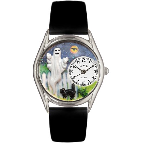 腕時計 気まぐれなかわいい プレゼント クリスマス ユニセックス WHIMS-S1220010 Whimsical Gifts Halloween Ghost 3D Watch | Silver Finish Small | Unique Fun Novelty | Handmade in 腕時計 気まぐれなかわいい プレゼント クリスマス ユニセックス WHIMS-S1220010