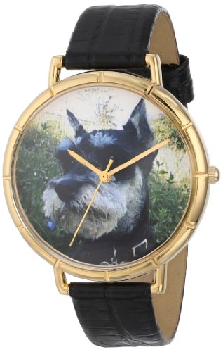 rv C܂Ȃ킢 v[g NX}X jZbNX N0130066 Whimsical Watches Women's N0130066 Schnauzer Black Leather And Goldtone Photo Watchrv C܂Ȃ킢 v[g NX}X jZbNX N0130066