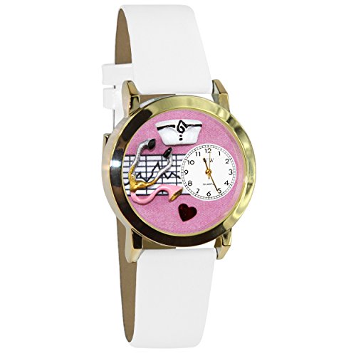 rv C܂Ȃ킢 v[g NX}X jZbNX C0620047 Whimsical Gifts Women's Nurse Pink 3D Watch | Gold Finish Small | Unique Fun Novelty | Handmade in USA | Whiterv C܂Ȃ킢 v[g NX}X jZbNX C0620047