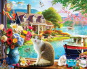 ジグソーパズル 海外製 アメリカ Springbok Crisp Morning 1000 Piece Jigsaw Puzzle for Adults and Families - Features a Cat Enjoying a Lakeside View - Finished Size 30" x 24"ジグソーパズル 海外製 アメリカ