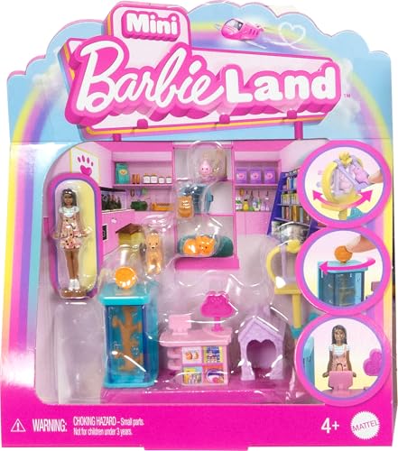 バービー バービー人形 Barbie Mini BarbieLand Collectible Pet Boutique Playset with 1 1/2-I...