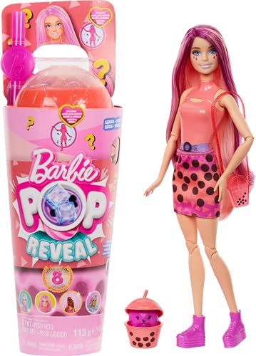 バービー バービー人形 Barbie Pop Reveal Bubble Tea Series Doll & Accessories with Pet, 8 S...