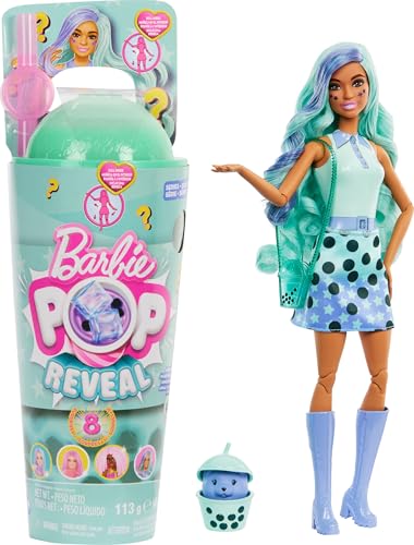 バービー バービー人形 Barbie Pop Reveal Bubble Tea Series Doll & Accessories with Pet, 8 S...