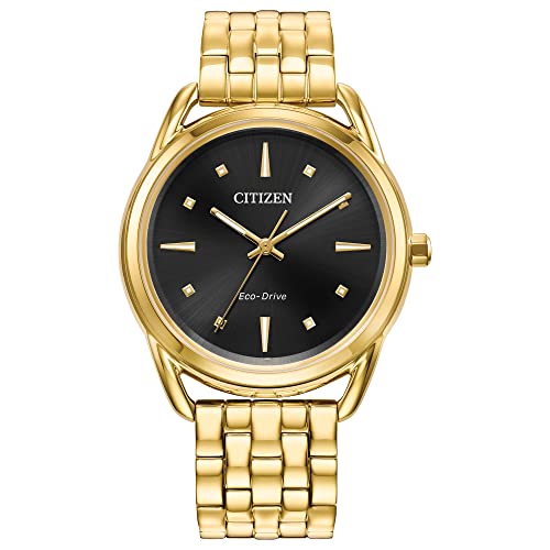 腕時計 シチズン 逆輸入 海外モデル 海外限定 Citizen Women's Eco-Drive Dress Classic Watch in Gold-tone Stainless Steel, Black Dial, 36mm (Model: FE7092-50E)腕時計 シチズン 逆輸入 海外モデル 海外限定