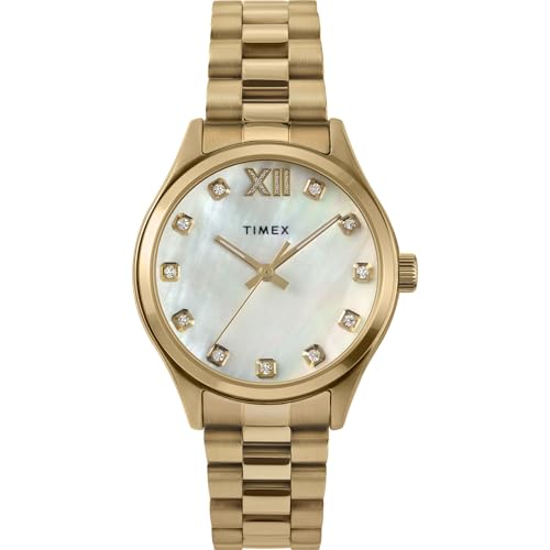 腕時計 タイメックス レディース Timex Women's Legacy 34mm Watch - Gold-Tone Bracelet Mother of ...