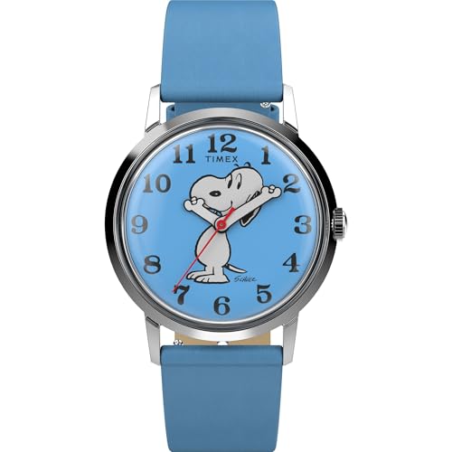 腕時計 タイメックス メンズ Timex x Peanuts Men's Marlin Hand-Wound Reissue 34mm Watch - Blue Strap Blue Dial Stainless Steel Case腕時計 タイメックス メンズ